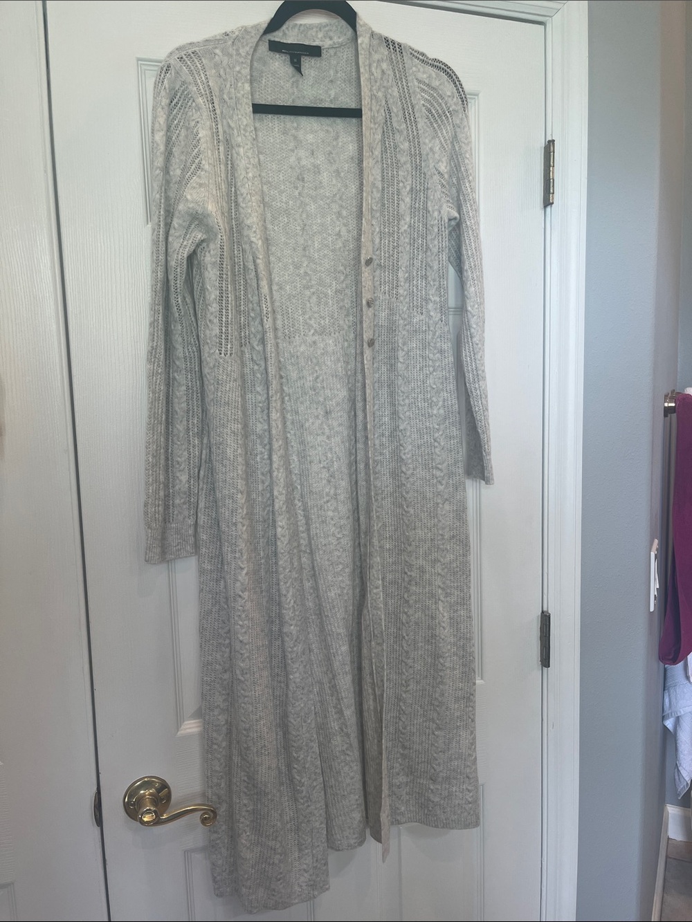 White House Black Market Soft Light Heather Gray Open Cardigan